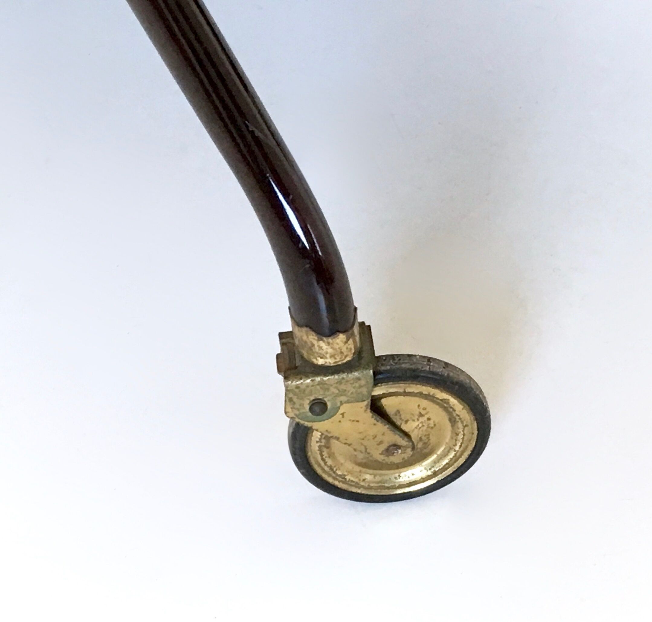 Vintage ebonized beech serving cart with oriental print, italy