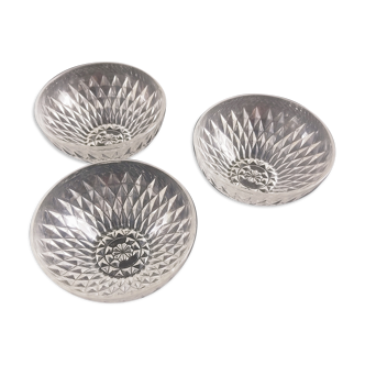 Set of 3 vereco glass raviers france