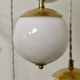 Grande suspension cascade verres de Murano ambrés et opalines