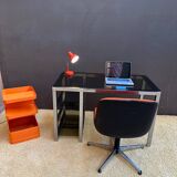 Metal and smoked glass desk