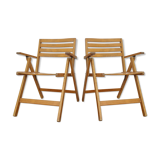 Pair folding chairs wooden