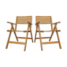 Pair folding chairs wooden