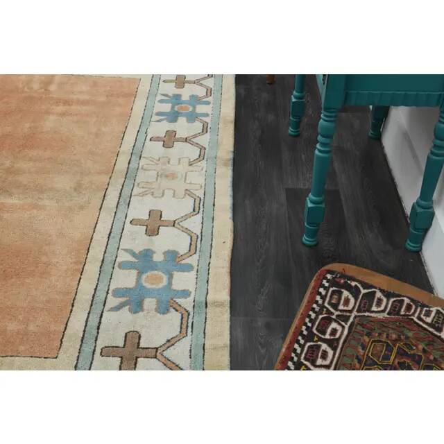1970s Vintage Turkish Handmade Wool & Cotton Orange Area Rug 180x260