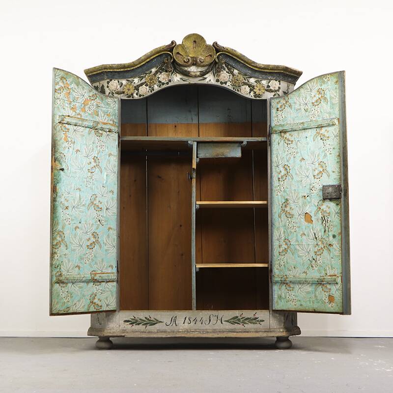 Painted Folk Art Bridal Cupboard