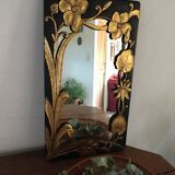 Wooden mirror Bohemian style years 70/80 35x60cm