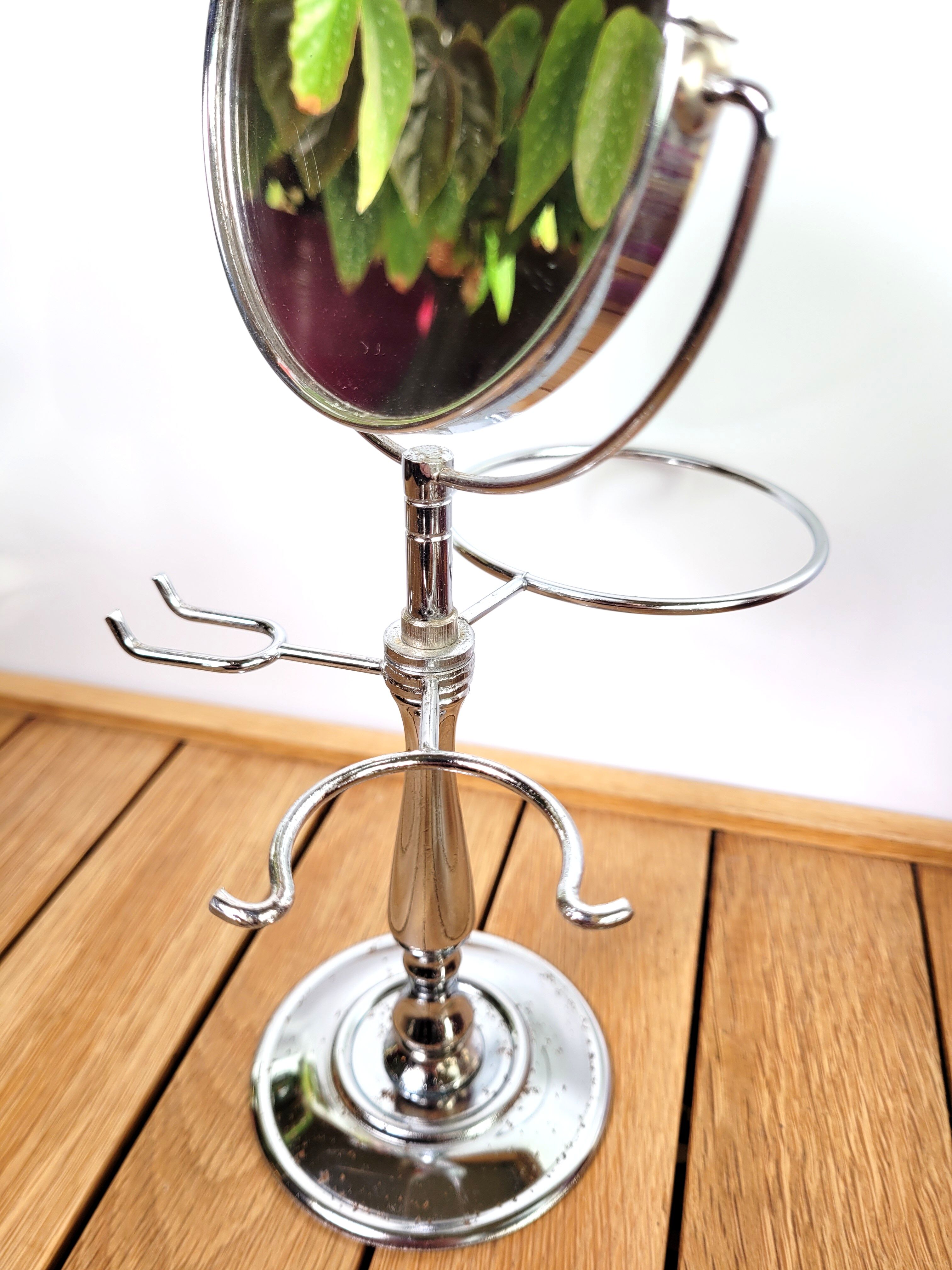 Small chrome barber mirror