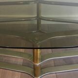 Designer coffee table in gilded brass and chrome, circa 1960