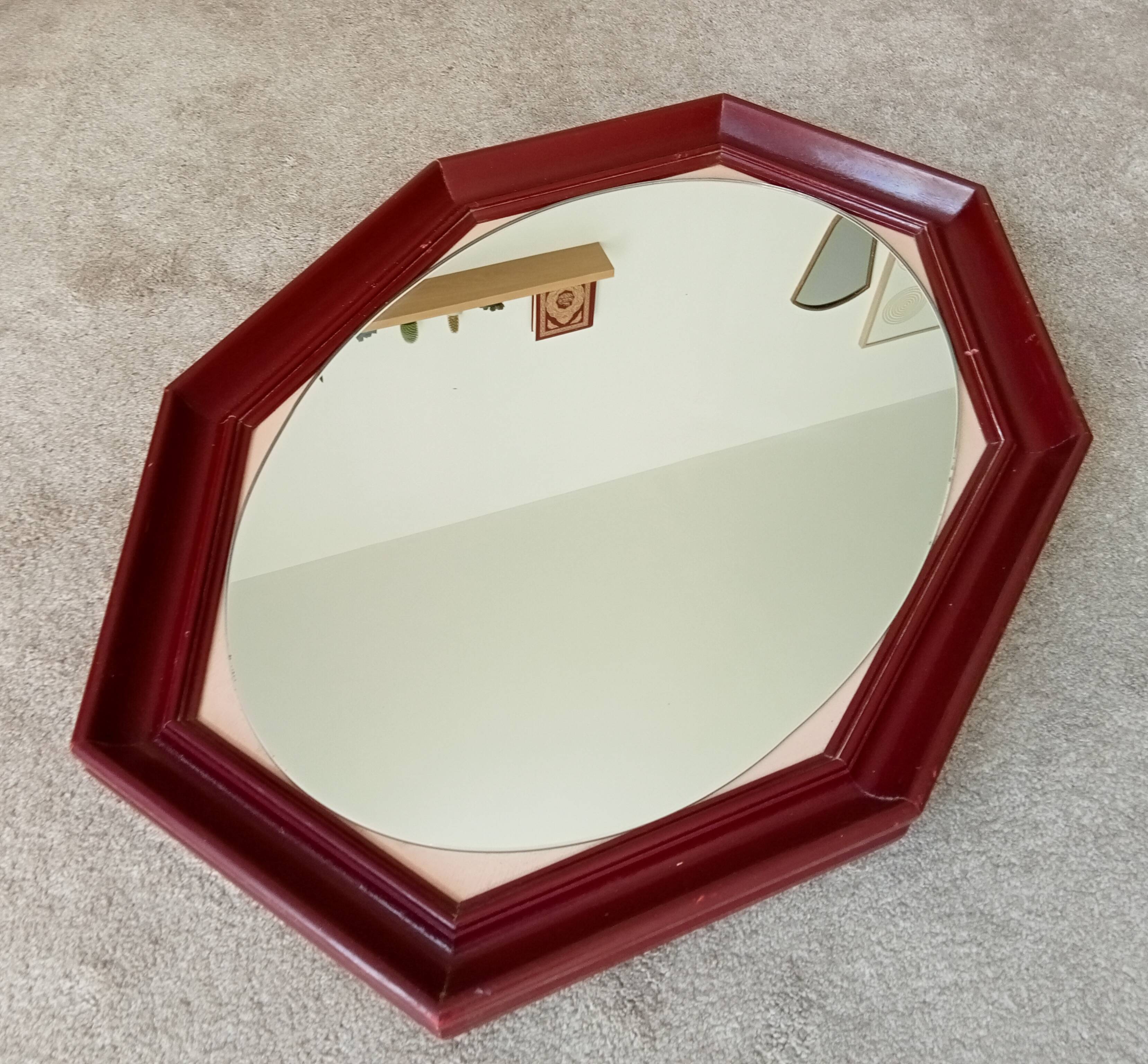 Miroir octogonale art déco en bois massif