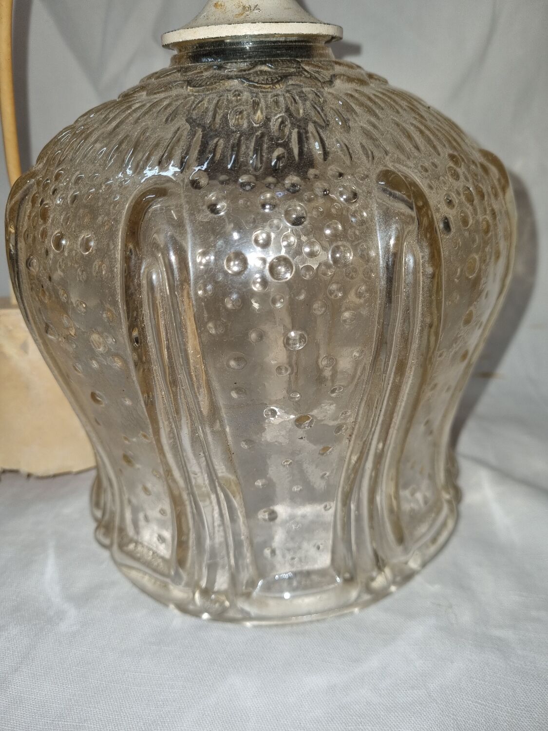 Vintage glass pendant lamp from 1970