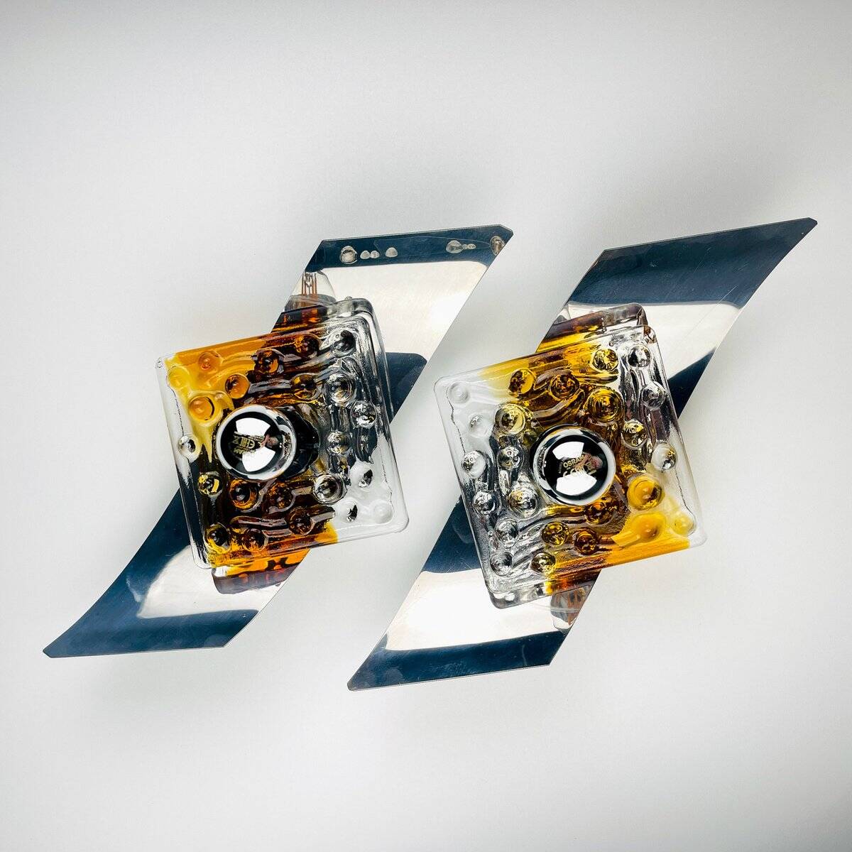 Mid-century Murano wall lamps by Mazzega, Italy 1970, set of 2