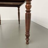 Walnut and pine drapery farmhouse table