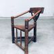 Brutalist Carved Oak Tripod Monk Chair, Sweden, 1930s