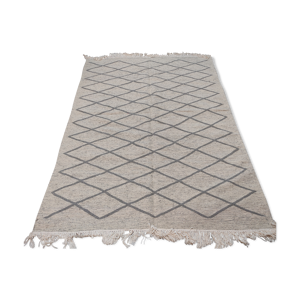 tapis gris fait à la main tapis kilim marocain berbère en pure laine  150x205cm