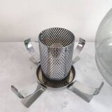 Vintage Lamp • Chrome Steel • Perforated Metal • Glass • 1970