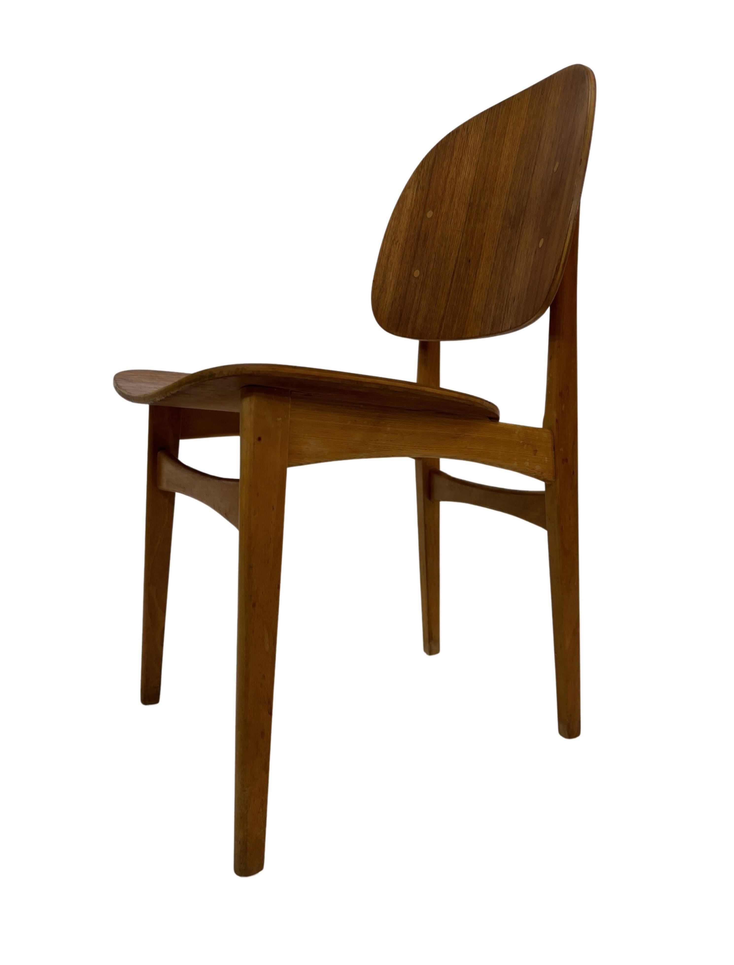 Vintage dining room chair Scandinavian 1960s plywood and teak design