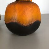 Set of two pottery fat lava vases model "484-21" made by Scheurich Germany 1970s