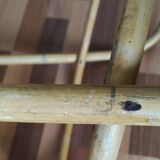 Vintage round rattan table, desk, tripod legs