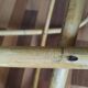Vintage round rattan table, desk, tripod legs