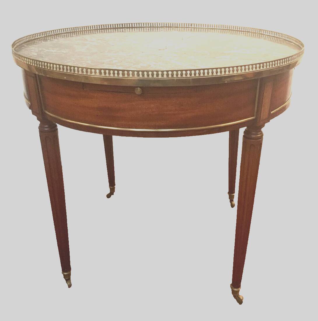Louis XVI style hot water bottle table in mahogany and 20th century marble