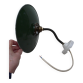 Industrial wall light in enameled sheet metal, swan neck, porcelain base