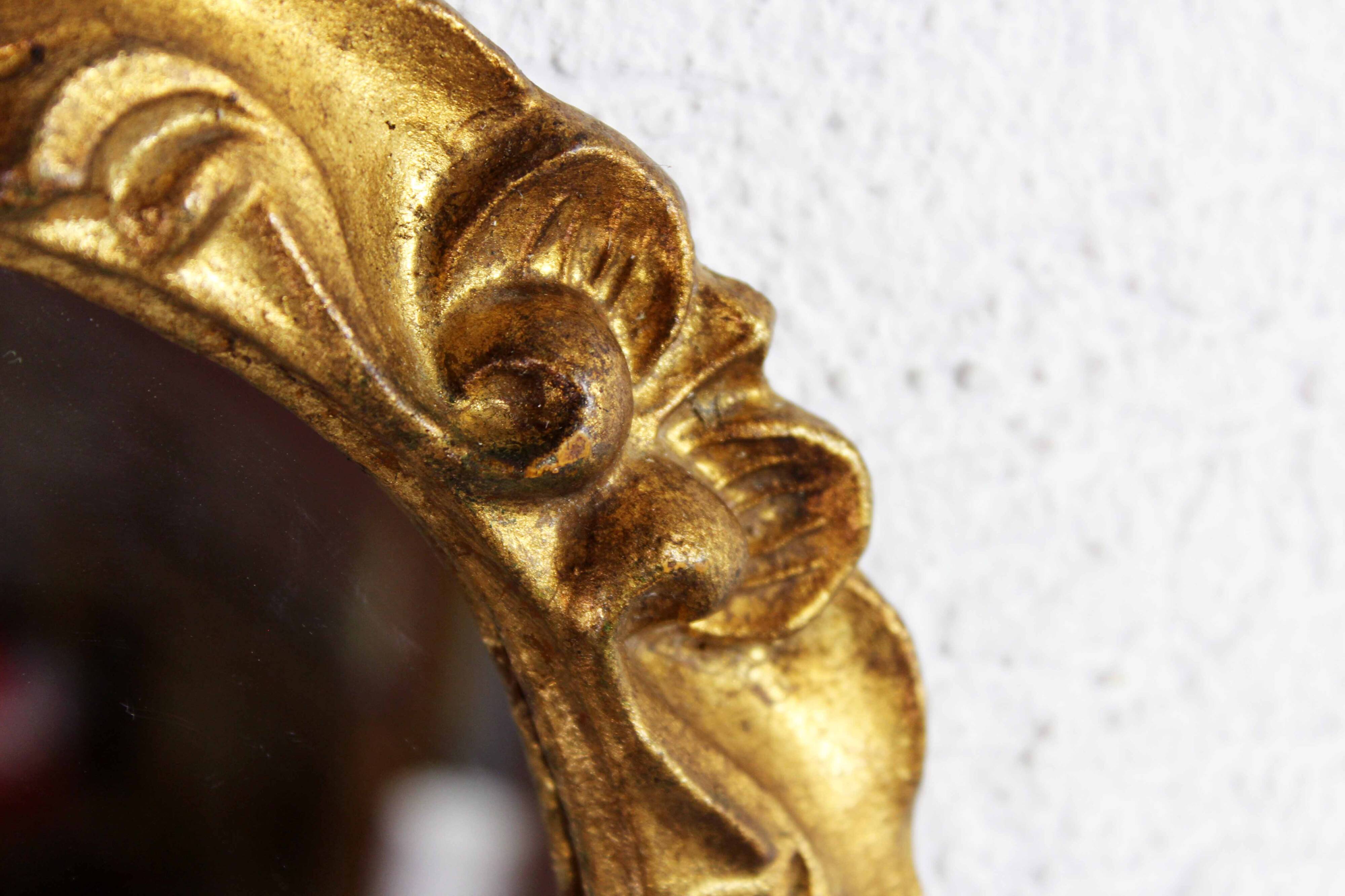 Round gold leaf mirror