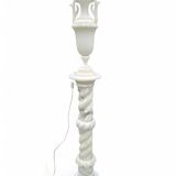 Neoclassical alabaster urn lamp on column