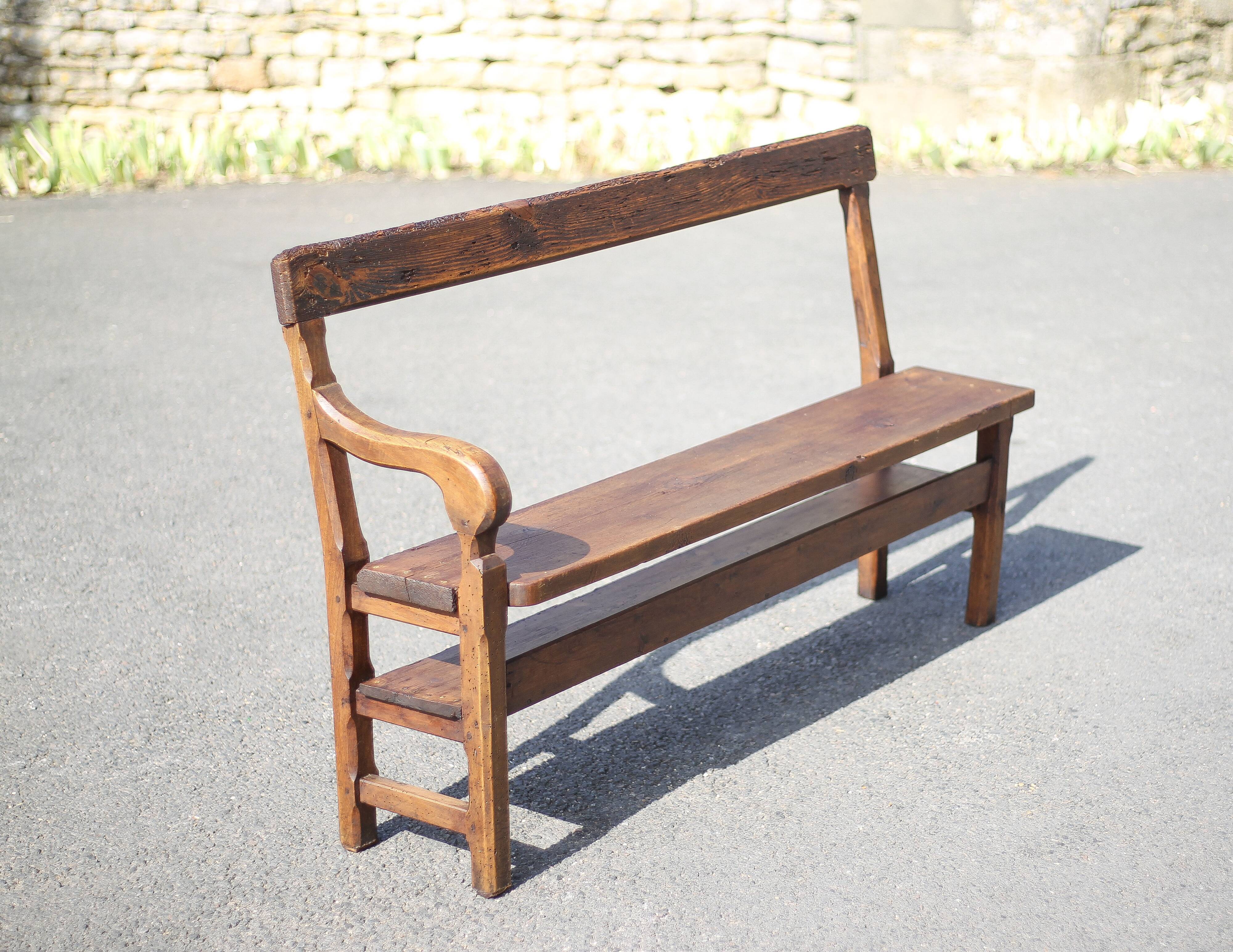vintage wooden church bench, old wooden bench, bench, entrance hall, interior decoration