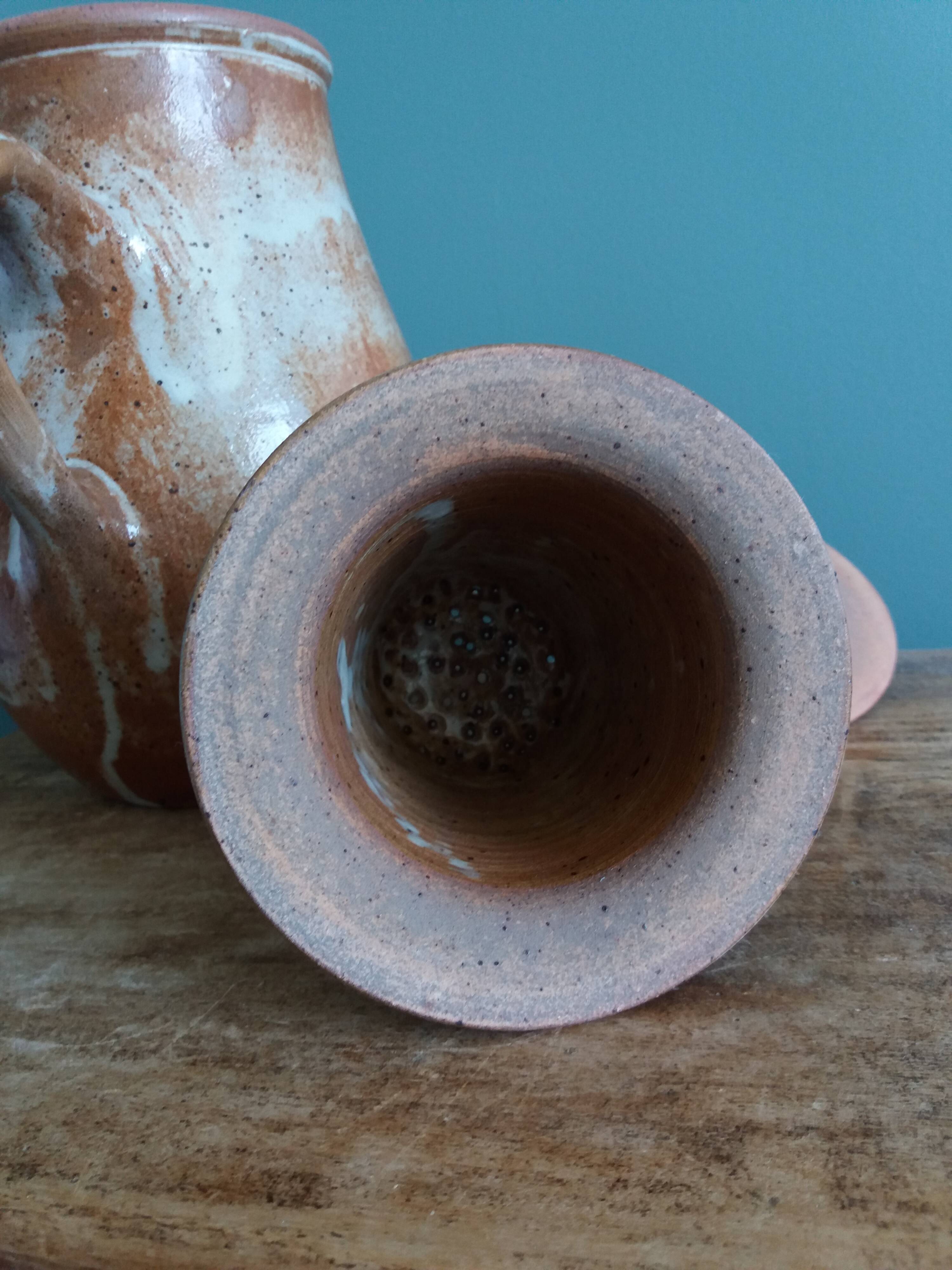 Puisaye stoneware filter teapot, Mallet pottery