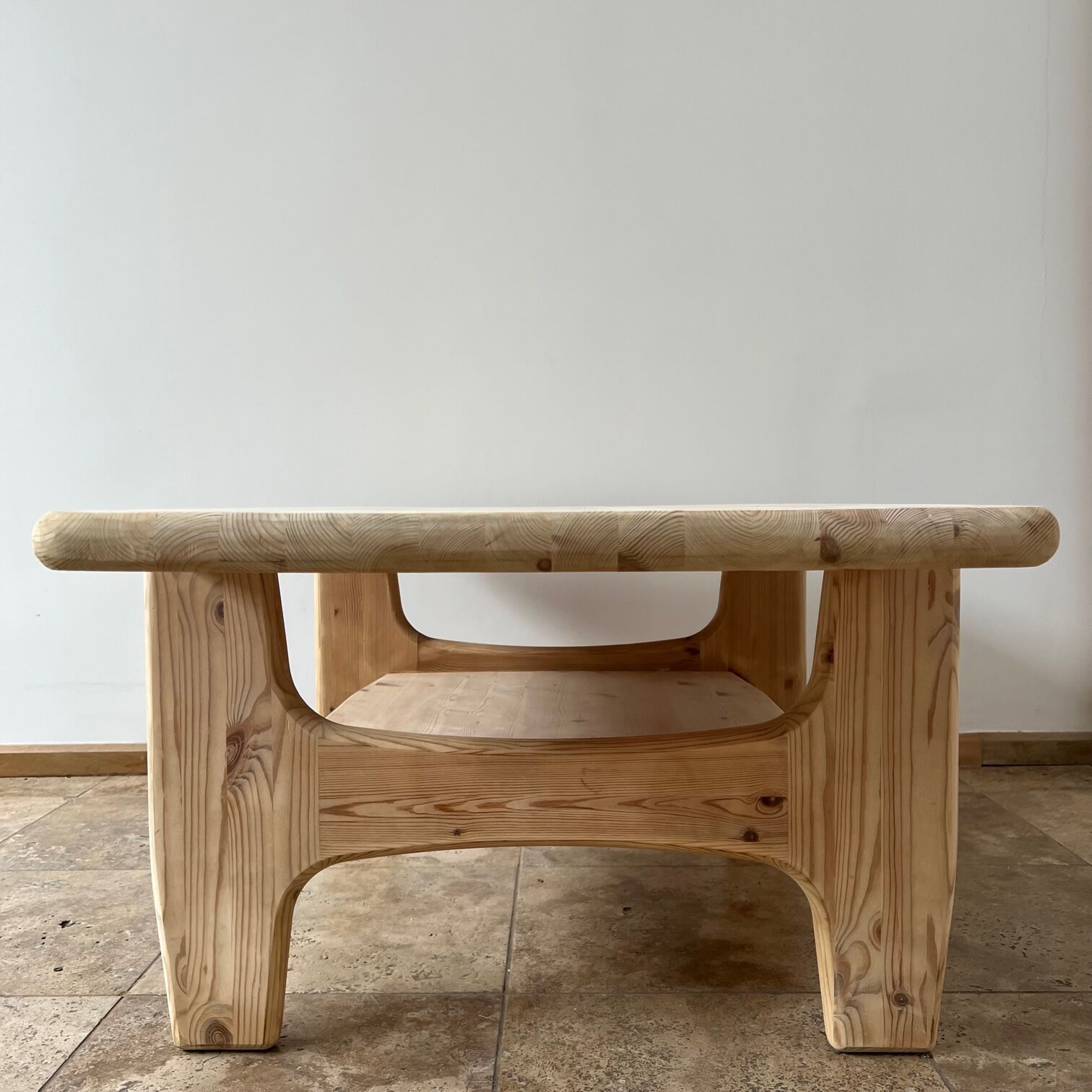 Danish mid-century free form pine coffee table