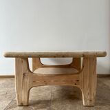 Danish mid-century free form pine coffee table