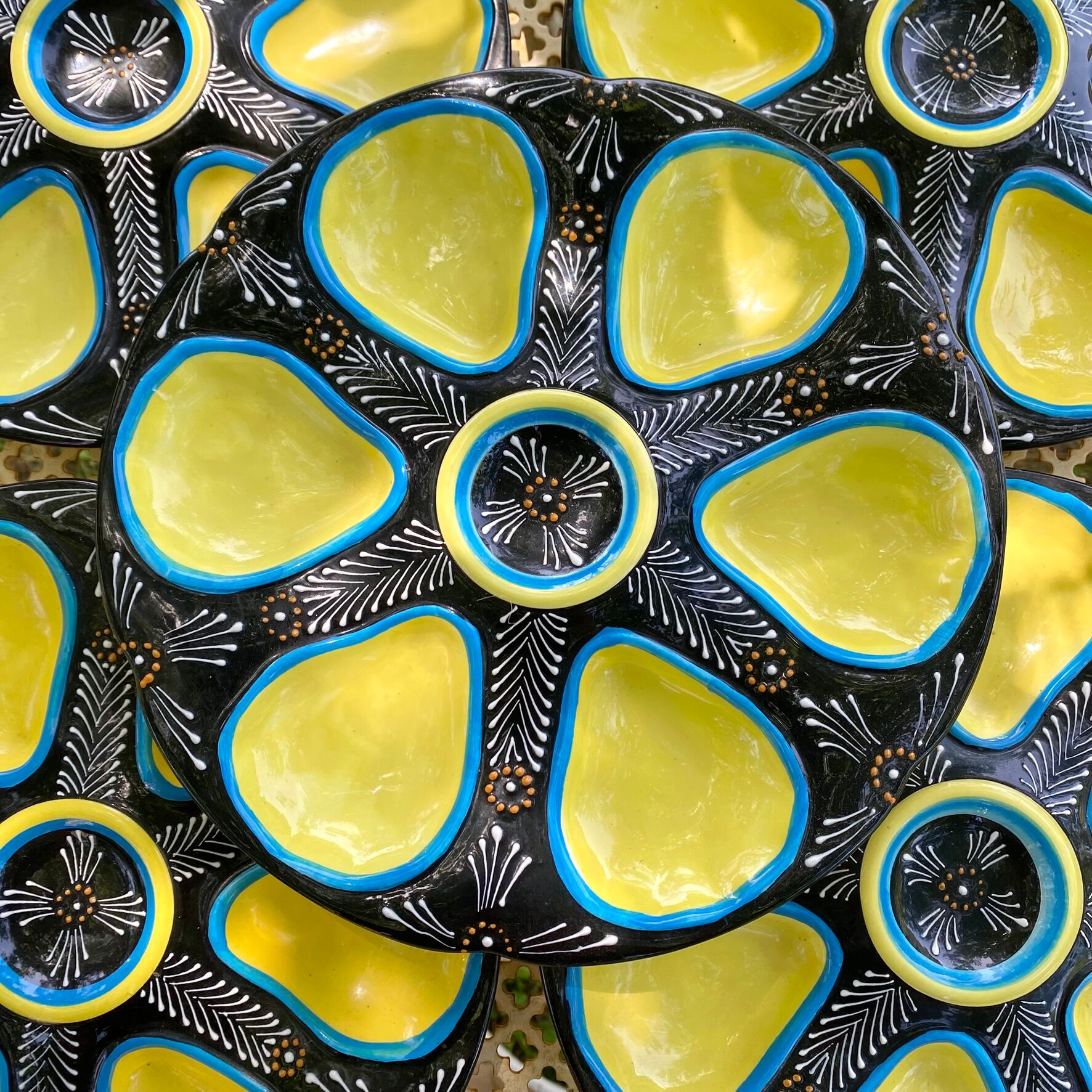Oyster plates Quimper tableware or wall decoration