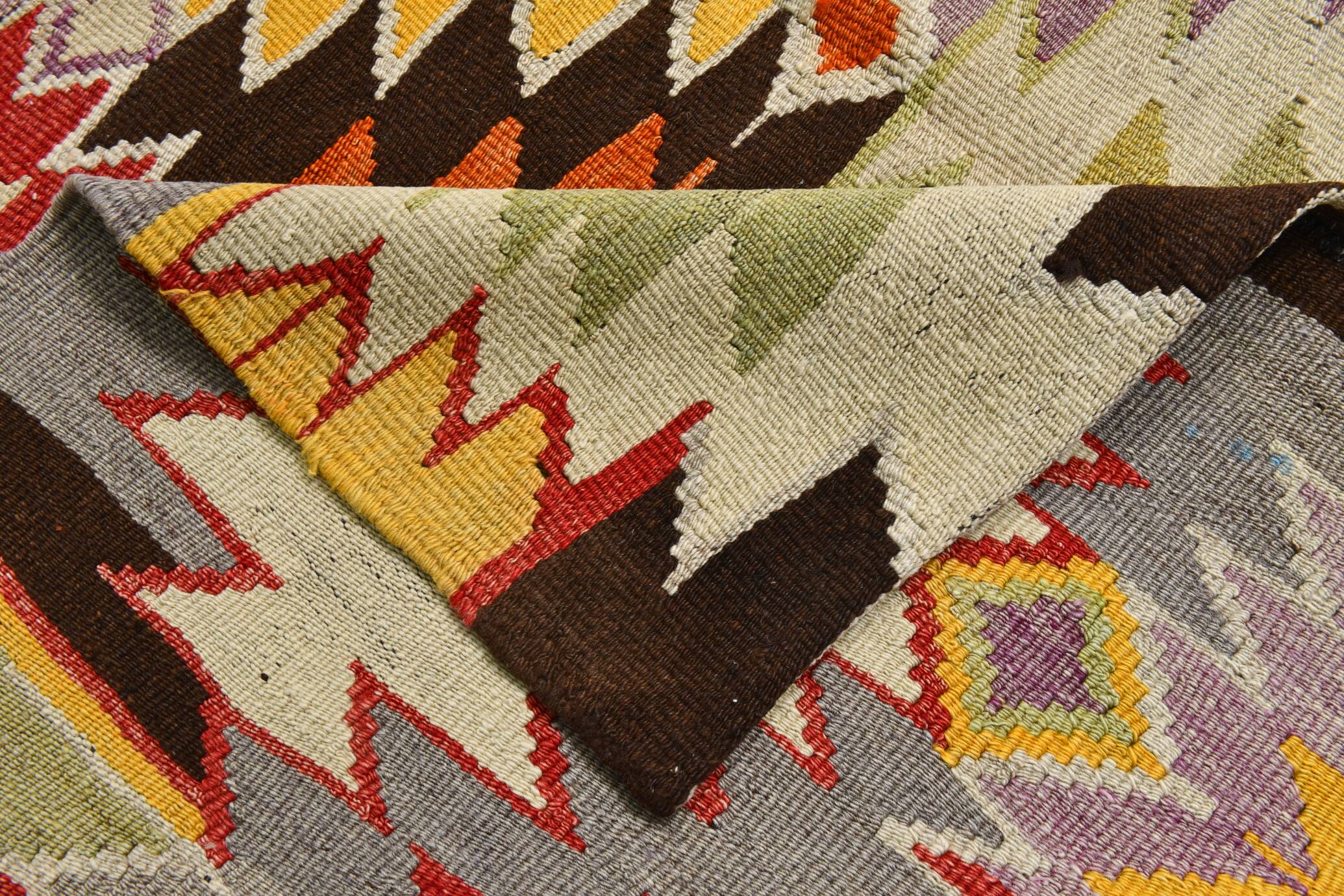 6x10 Tapis Kilim Turc Laine Fait Main, Style Bohème, Motifs Géométriques,