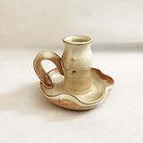 Handmade candle holder in vintage stoneware