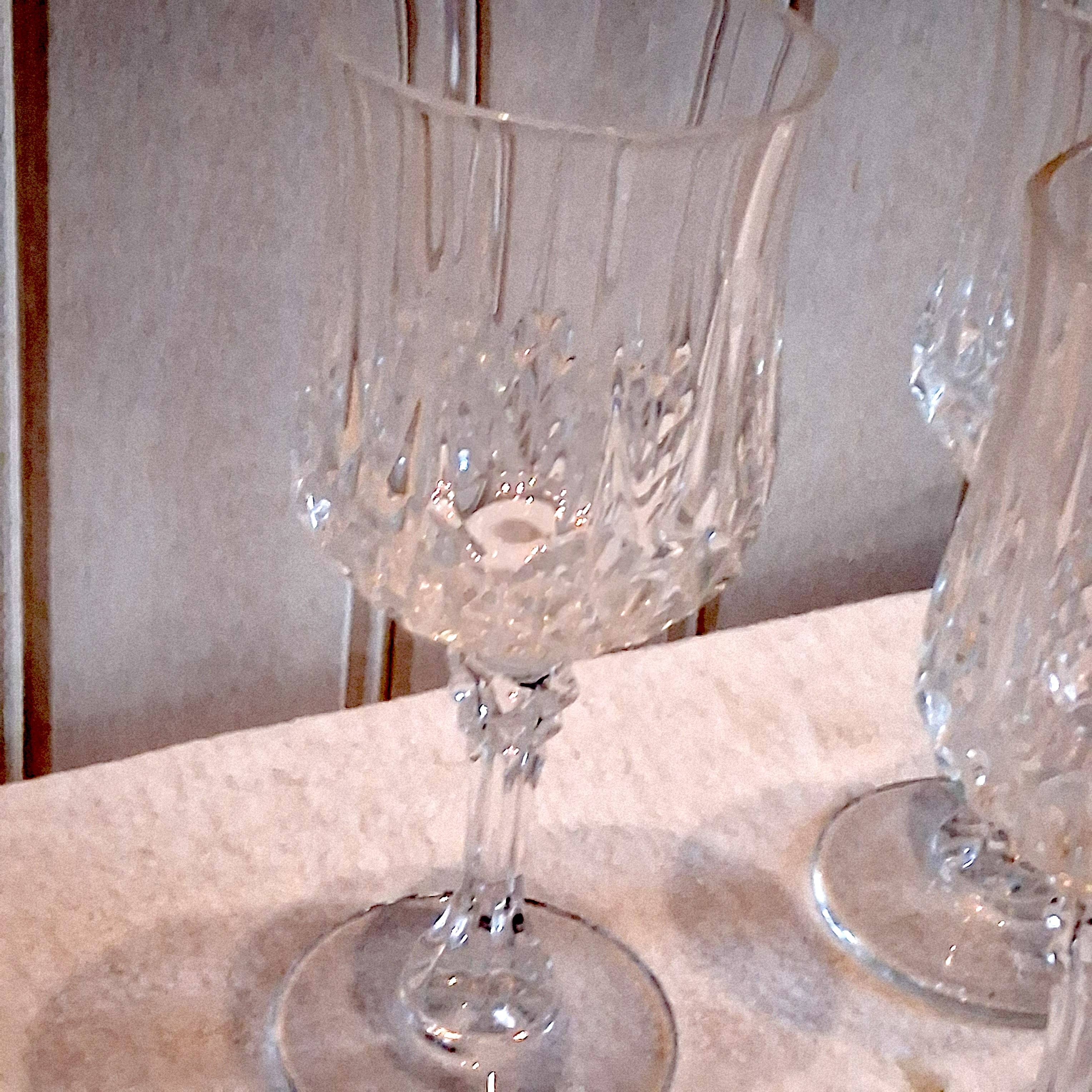 3 large crystal wine glasses in good condition