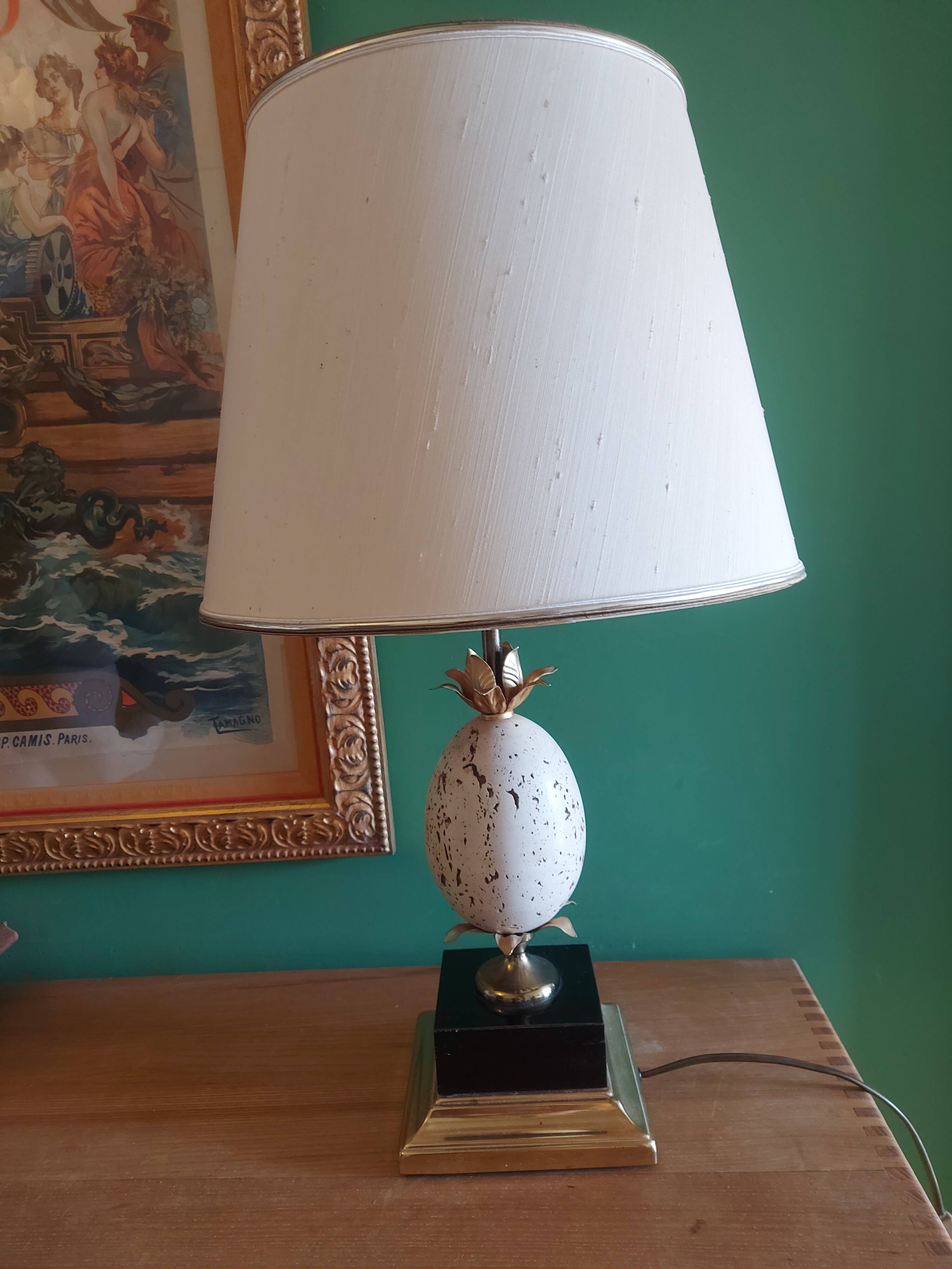 Ostrich egg lamp, Oxford model, Maison Barbier, 70'S