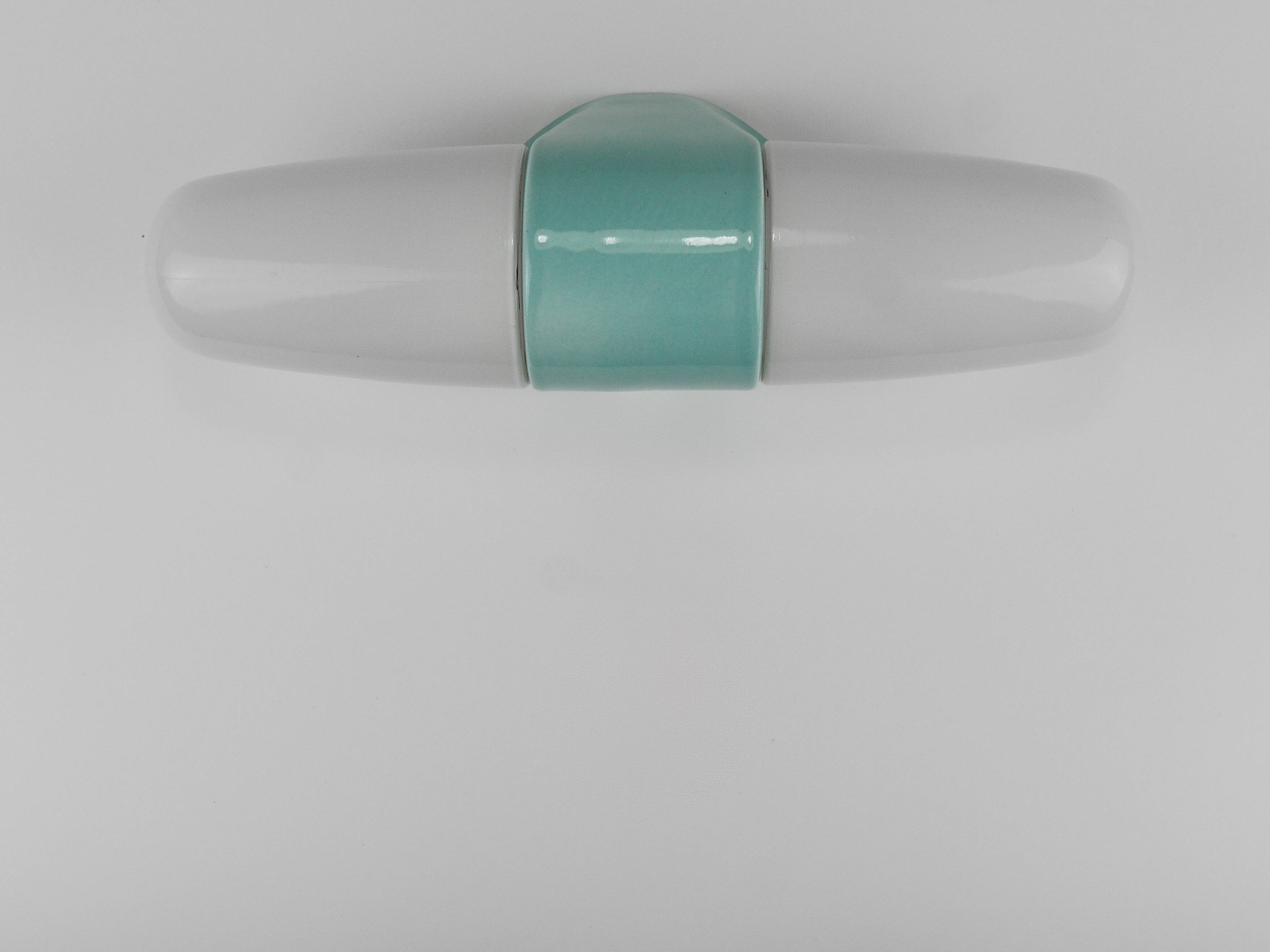 Wilhelm Wagenfeld Bauhaus Turquoise Double Sconce Wall Light, Germany, 1950