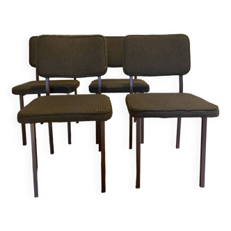 Set of 4 ribbed fabric chairs