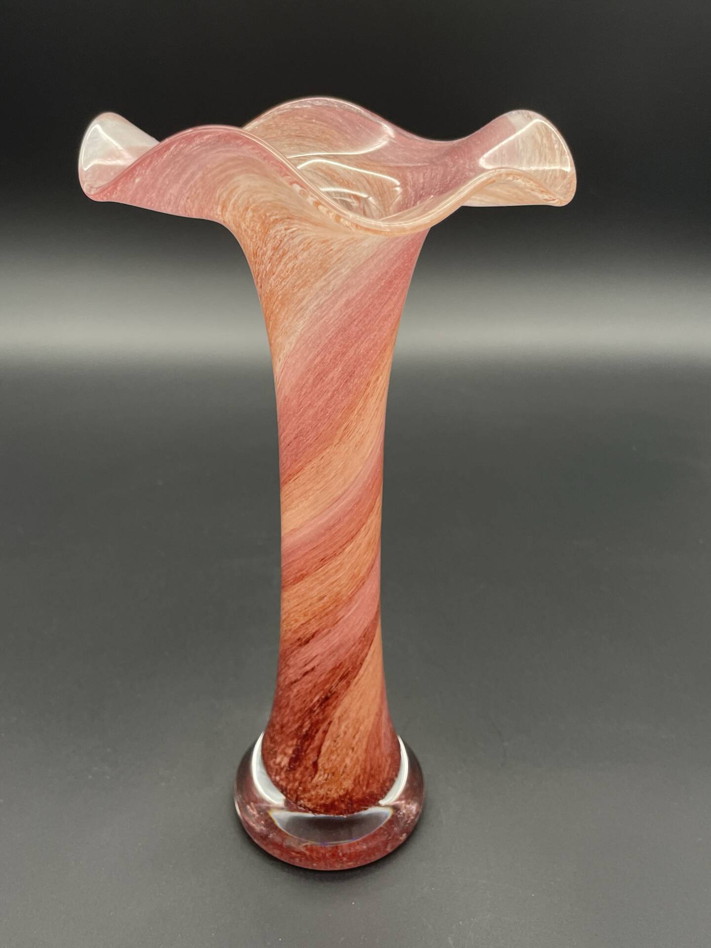 Vase Peter Kaspar en cristal 24 % PbO rose et rouge