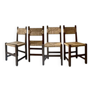 lot de 4 chaises paillées - 1950