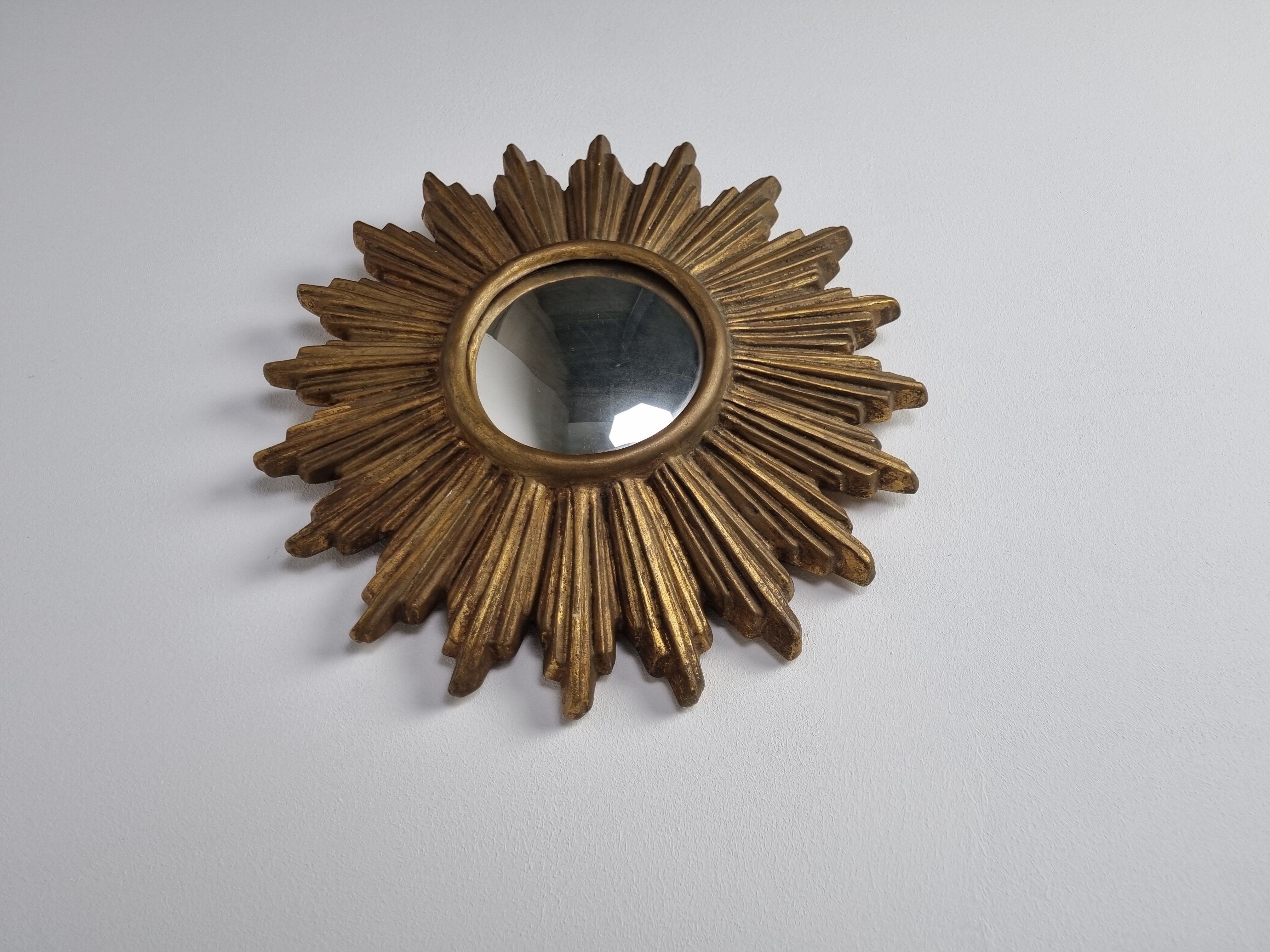 Miroir en terre cuite du milieu du siècle années 1960 42cm