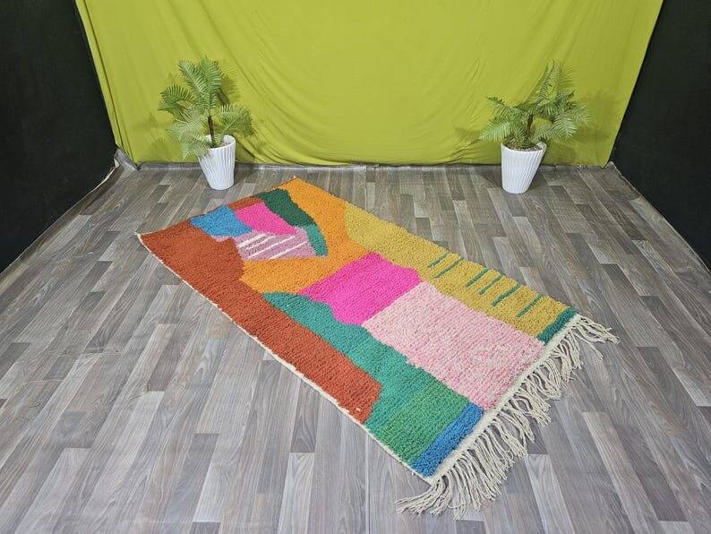 Handmade pure wool rug, size 100 x 200 cm.