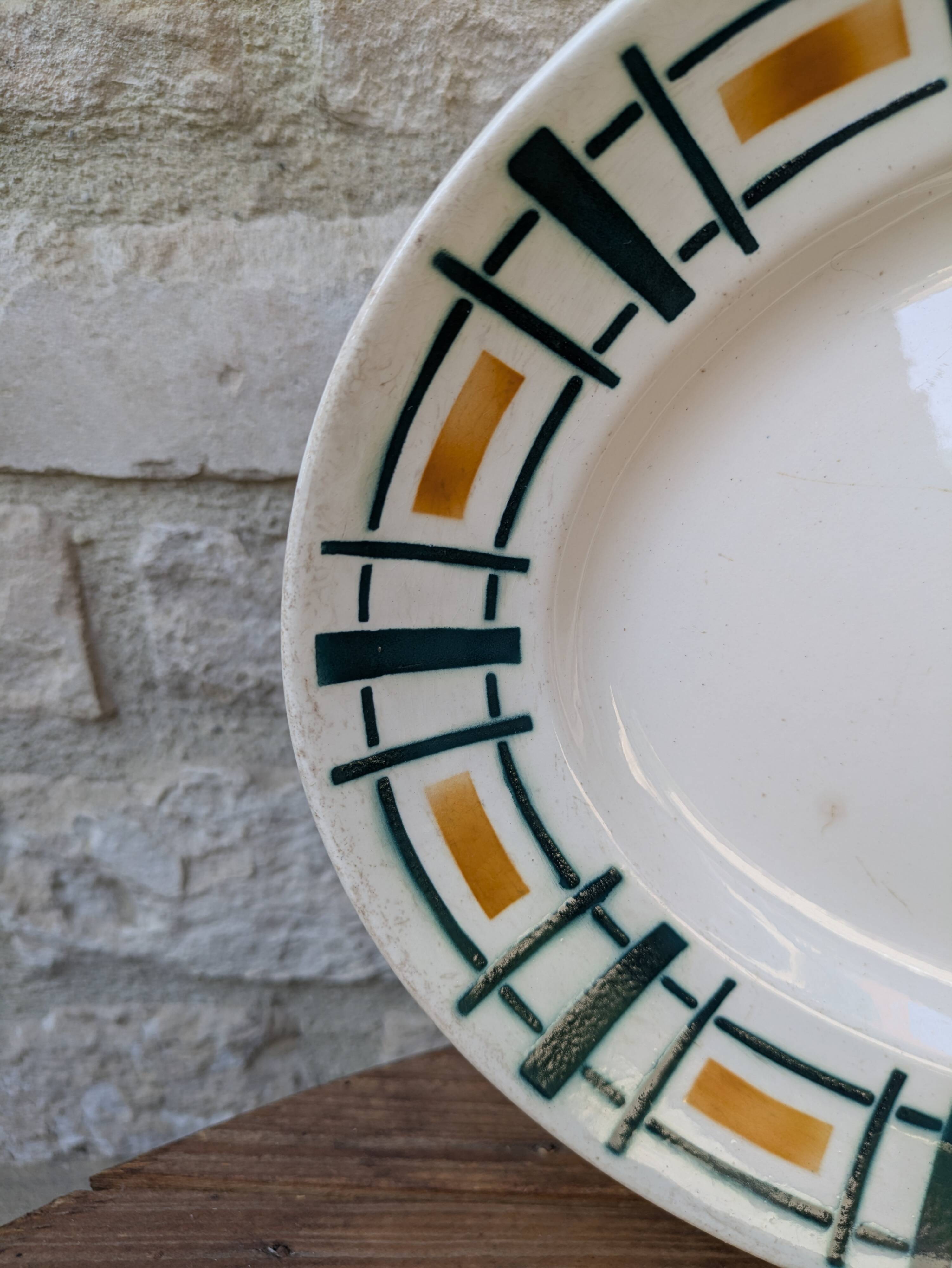 Antique Badonviller Quiberon dish – Art Deco iron earthenware