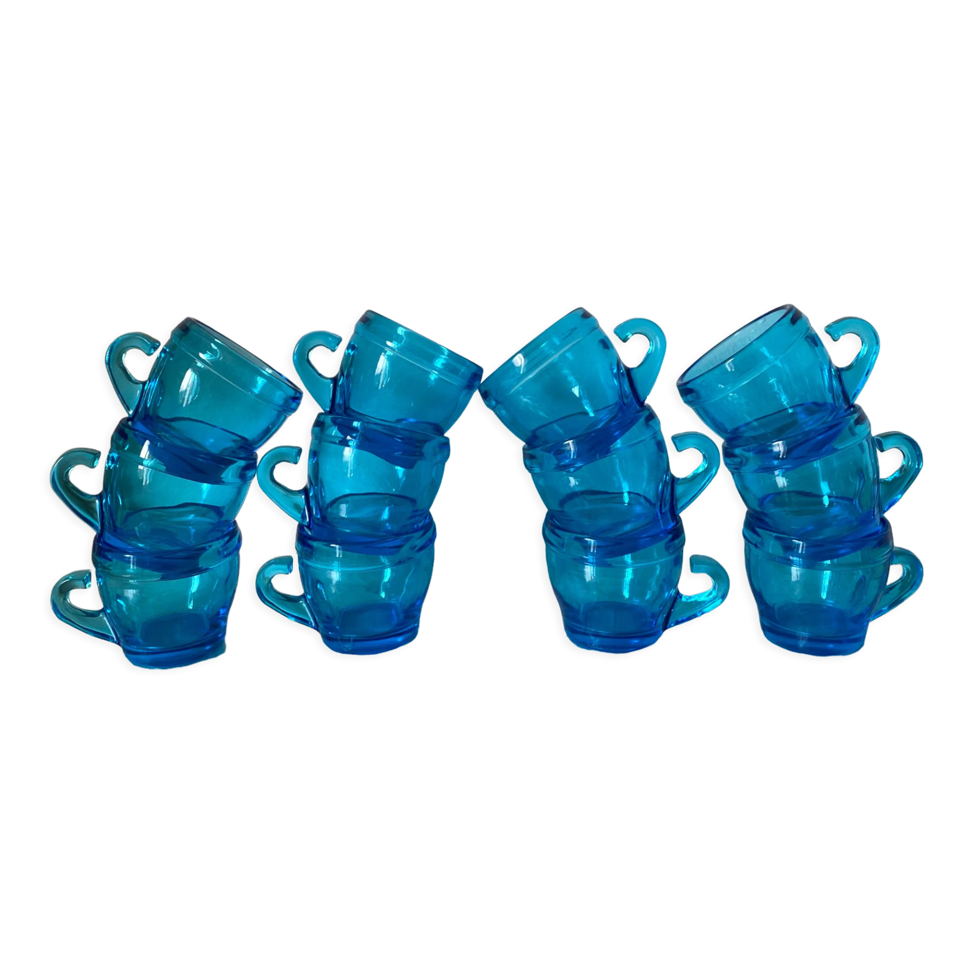Vintage blue glass coffee cups
