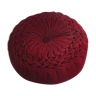 Round cushion in pleated velvet red vintage