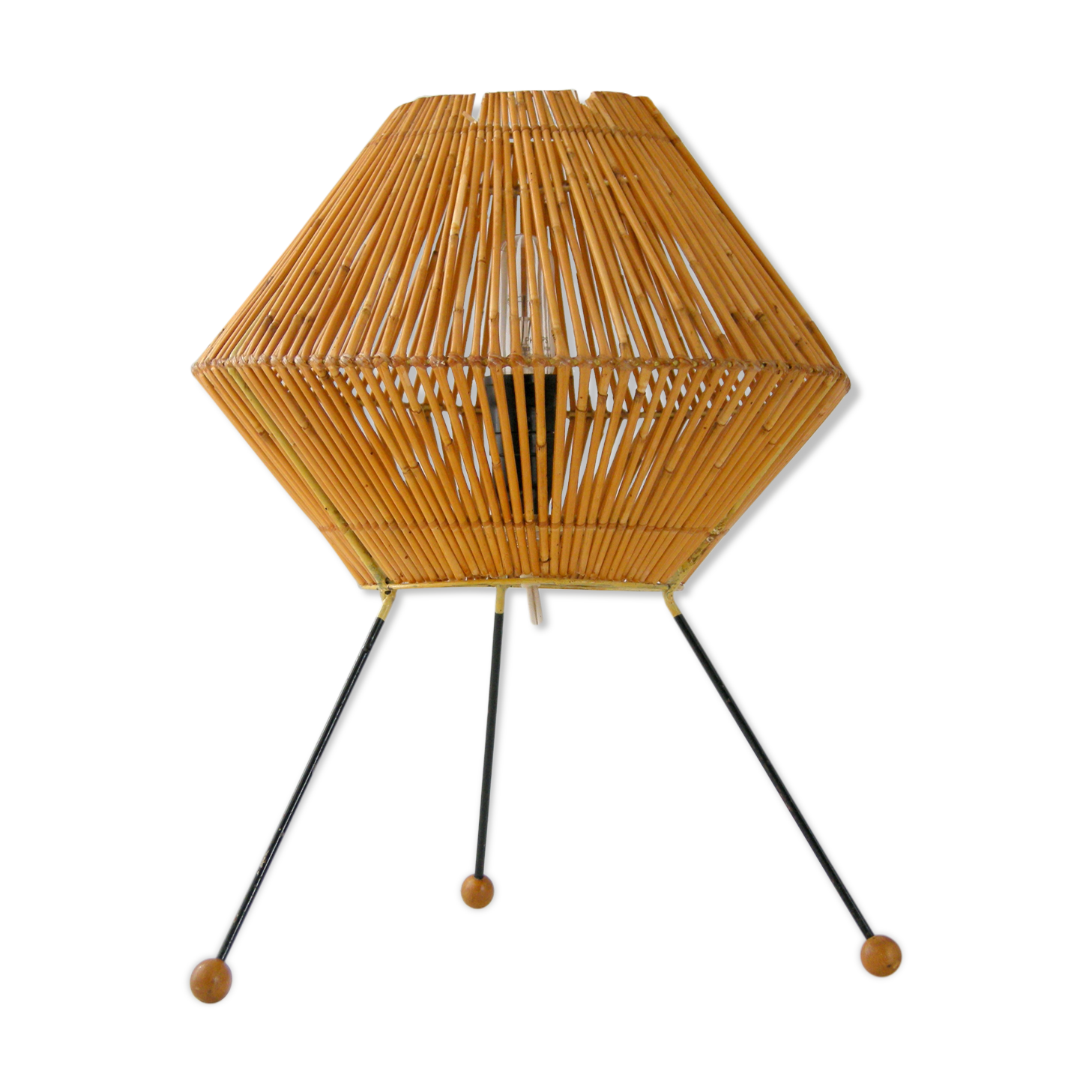 Three-year rattan lamp 1950 vintage