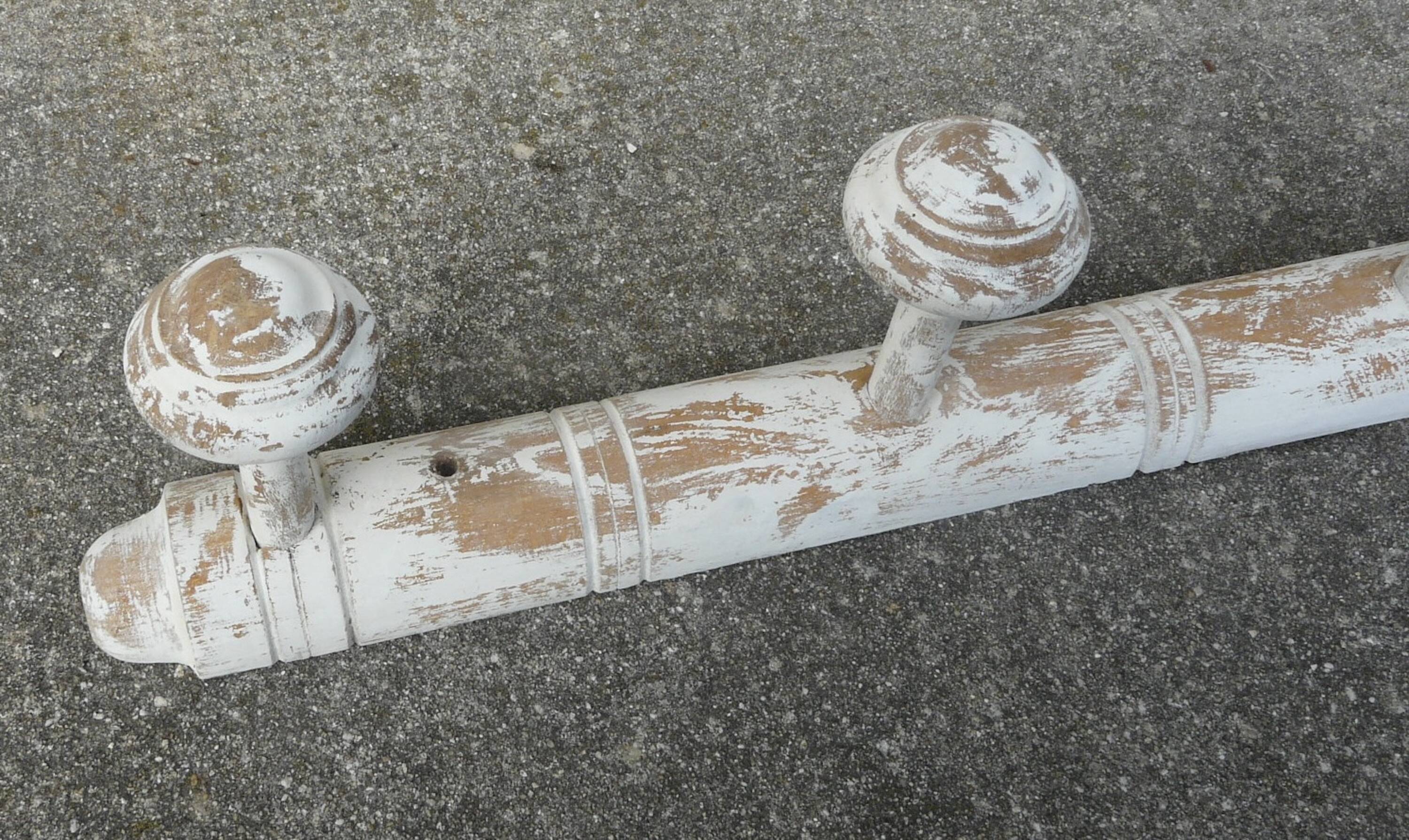 Wall coat rack with 5 turned wood hooks