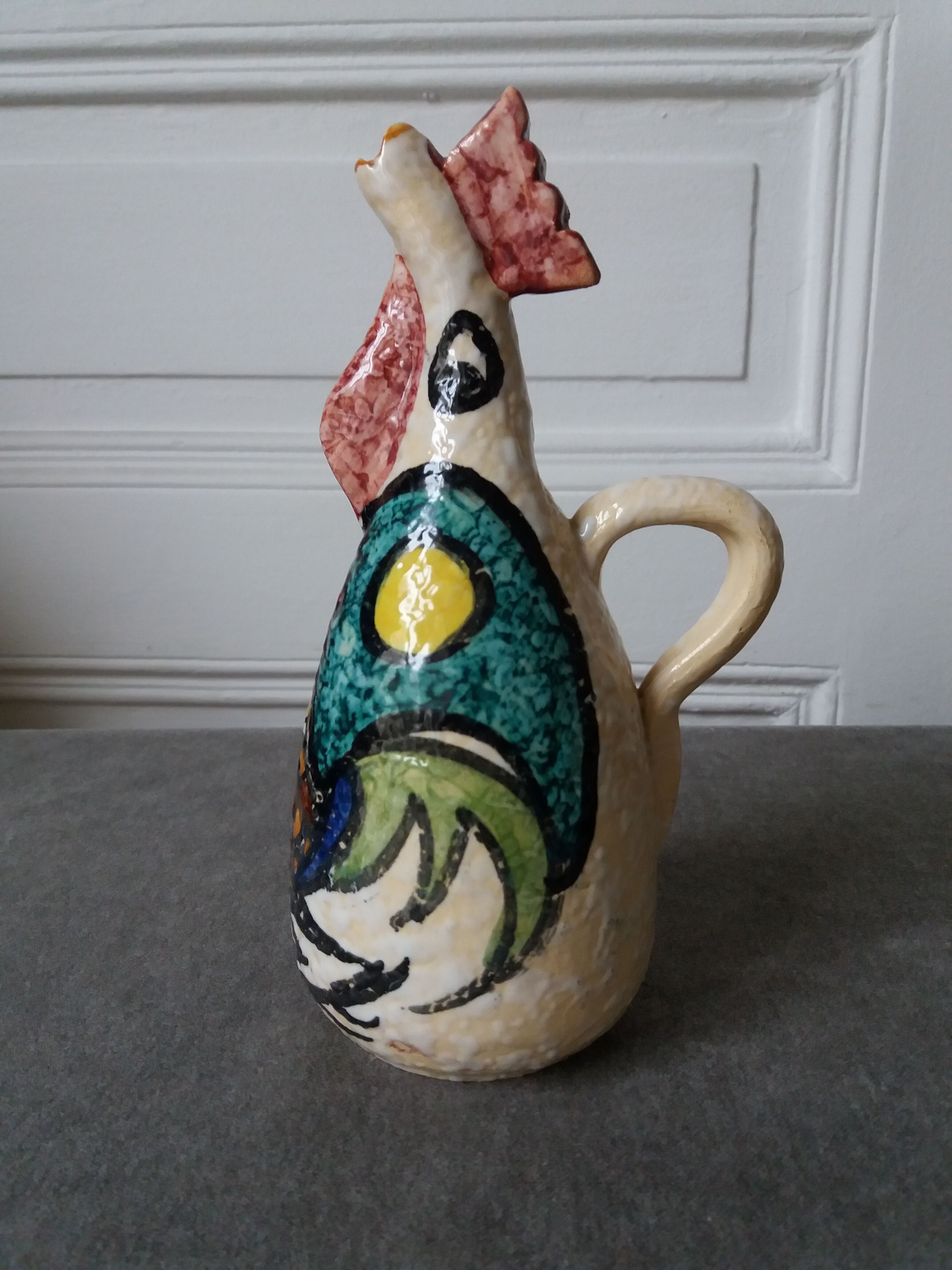 Zoomorphic modernist pitcher in the shape of a rooster