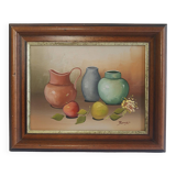 Still life painting frame signed vintage