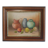 Still life painting frame signed vintage