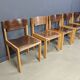 Mid-Century Brown and Birch Stacking Chairs set of 5